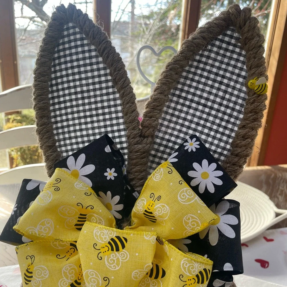 Handmade Easter Bunny Bee Themed Wreath